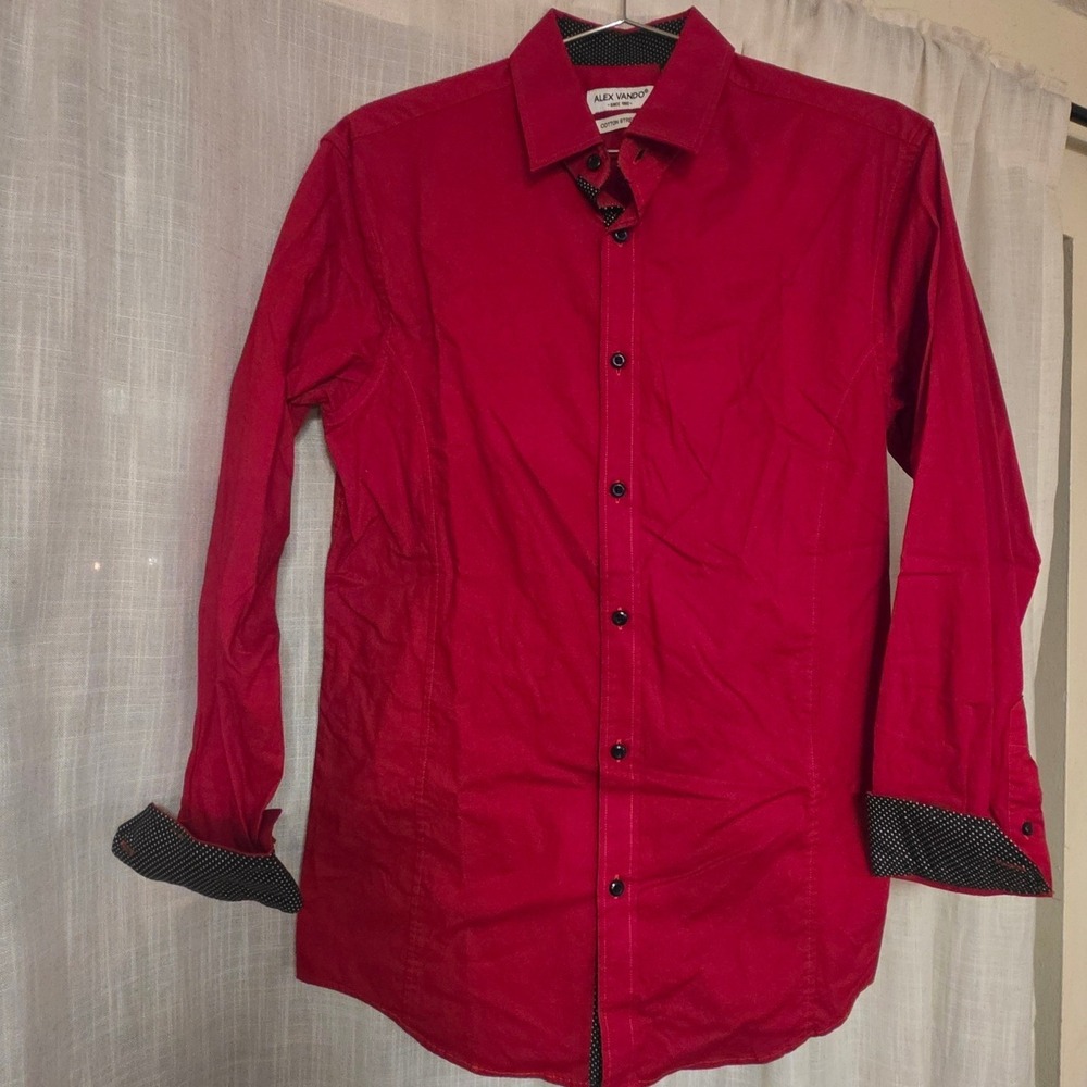 Alex Vando Men's Red Long-Sleeve Button Shirt